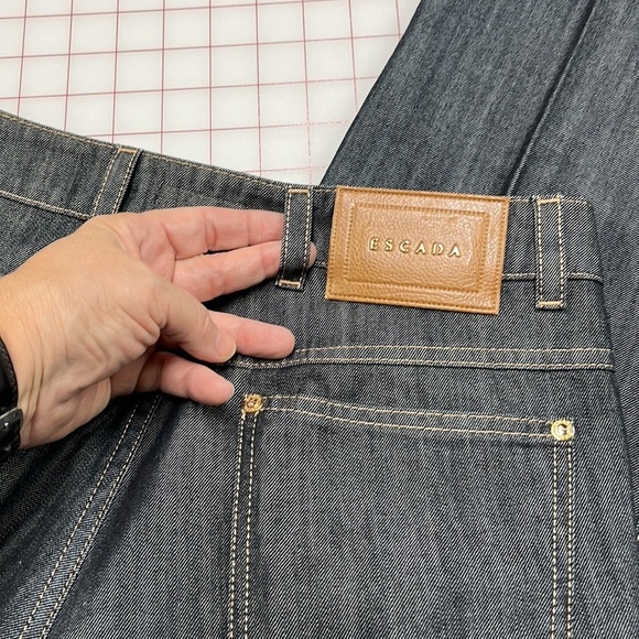 ESCADA Striated Trouser Five Pocket 100% Cotton Blue/Grey Wash Jeans SZ 40 (10) - Picture 11 of 16